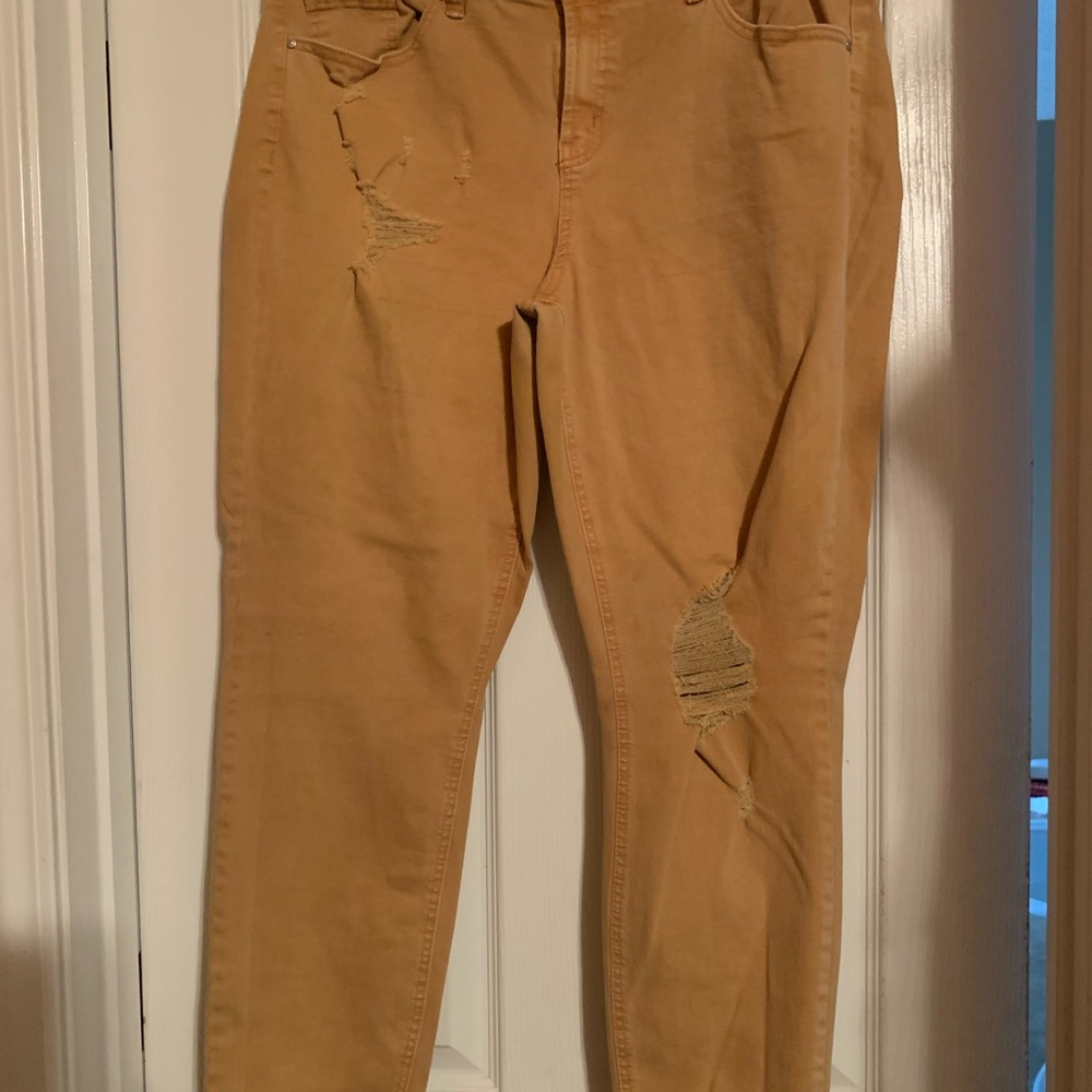 16W Refuge Mustard Yellow Distressed Jeans